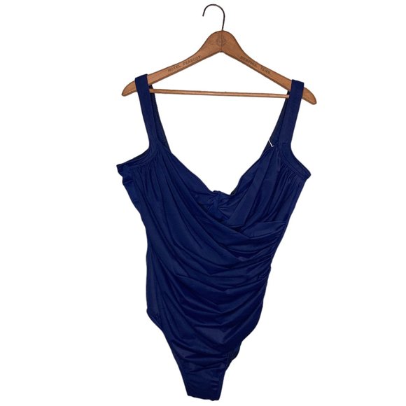 Miraclesuit Other - New Miraclesuit Size 18 Blue Ruched Slimming Underwire Bra One Piece Swimsuit